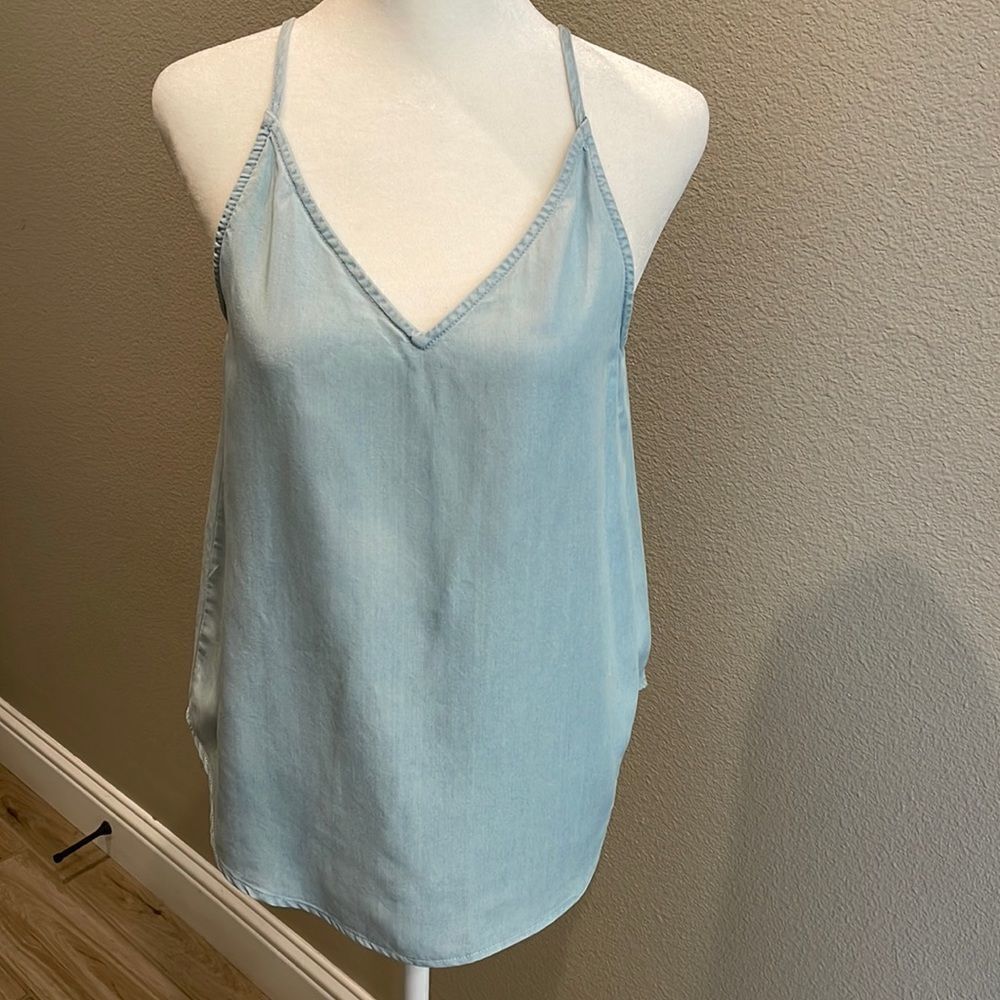 Ann Taylor Sleeveless Light Denim Blouse